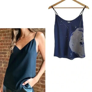 Aritzia Babaton Everly camisole navy blue abstract print XXS
